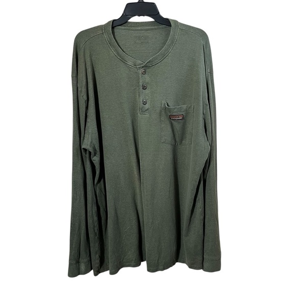 PATAGONIA Industrial Green Long Sleeved Work Henley Pocket Tee Shirt 53390 - Picture 3 of 12